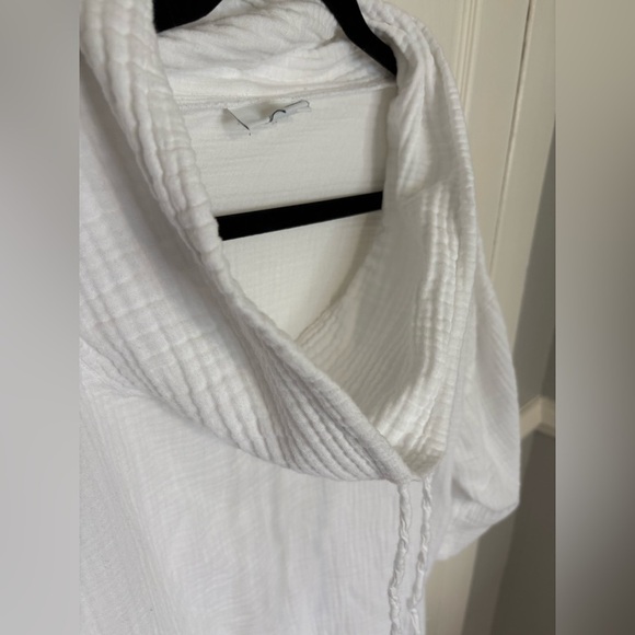Pure Jill White Textured Cotton Pullover – Size 3X – Beachy Funnel Neck Tunic - Picture 3 of 12